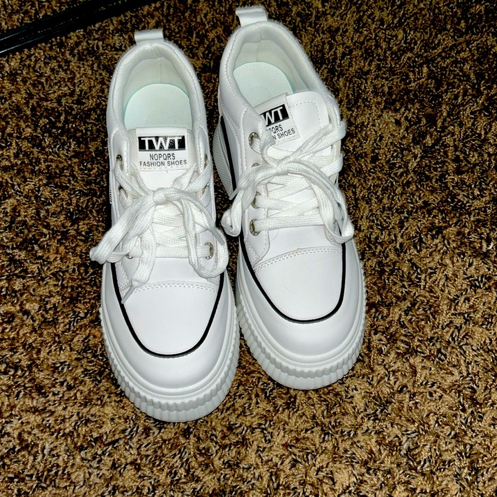 Platform white sneakers